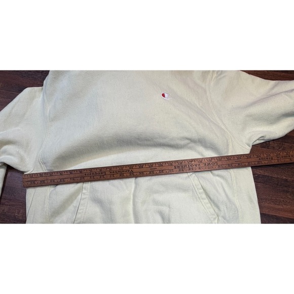 Vintage reverse weave champion hoodie.  Pastel yellow size large. - Picture 7 of 8